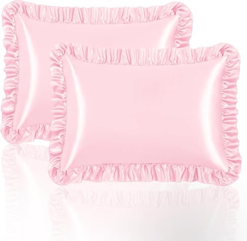 Satin Pillowcase King Size,Pink Silky Soft Cooling Satin-Silk Pillow Cases for Hair and Skin with Envelope Ruffle Closure,Gift for Women Men,2 Pack (20x40,Pink)