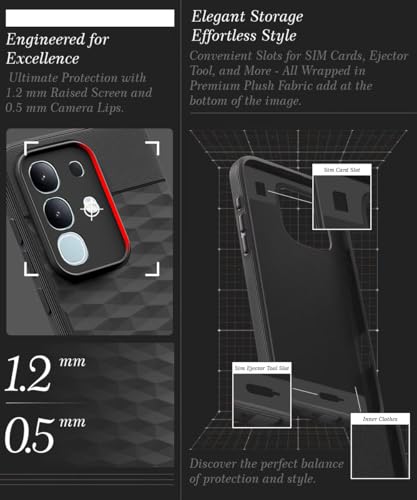 Image of WOW IMAGINE Back Cover for Vivo T4x 5G | iQoo Z10x 5G | Vivo Y31 Pro 5G with Hexa Cube Design | Rubberised Case | Inner Velvet Fabric | Matte Silicone Flexible Mobile Case | Camera Protection - Black