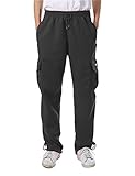 JD Apparel Mens Regular Fit Premium Fleece Cargo Pants 4XL Charcoal
