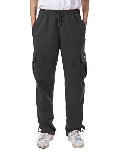 JD Apparel Mens Regular Fit Premium Fleece Cargo Pants (5XL, Charcoal)