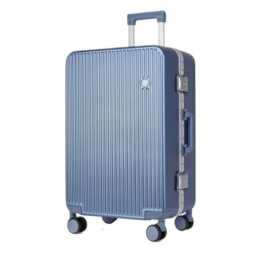 Suitcase New Aluminum Frame Hard Shell Suitcase Suitcase 20 Inch Boarding Case Long and Short Distance Trolley Case Luggage(Blue,26in)