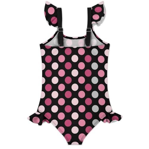 Image of Girls One Piece Swimsuit Polka Dots Ruffles Swimwear Bathing Suits 3-12 Years