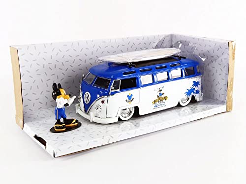 Jada Toys Disney Mickey and Friends 1:24 Volkswagen T1 Bus Die-cast Car w/ 2.75