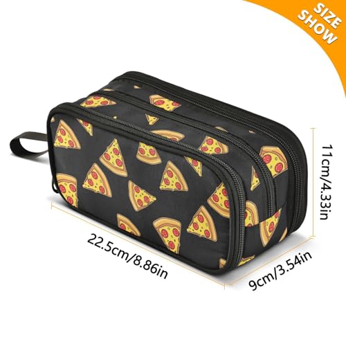 Image of J JOYSAY Pizza Black Pencil Case Large Big Capacity Pen Bag for Girls Boys Stationery Organizer for School College Student