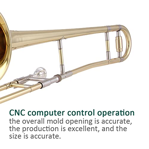 Yamaer Alto Trombone Bb Trombone Instrument Is Suitable For Beginners And Students To Play, Including Trombone Bag Cleaning Suit, Glove，Manual, Etc (Glod) #TOP3