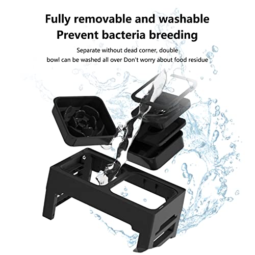 Elevated Dog Bowls, Adjustable 4 Heights Raised Stand With 2 Slow Feeders, Anti-Slip No Spill Water Bowl for Small Medium Large Dogs & Pets, Black