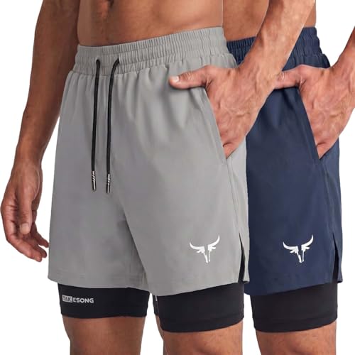 Image of Lymio Men Shorts | 2 in 1 Active Dual Shorts with Inner Tights Layer | Men's Double Layer Short for Running, Gym & Sports (SSM-S-09-11)