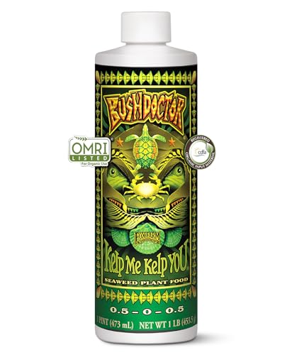 FoxFarm Bushdoctor Kelp Me Kelp You Fertilizer, Liquid Seaweed Extract for Plants, Vegetables, & Flowers - Promotes Root Growth & Soil Health - Perfect for Hydroponics & Soil, NPK 0.5-0-0.5 (Pint)