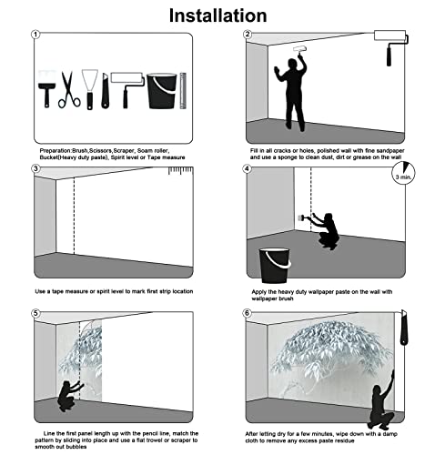 Bormia 3D Silver Tree Wallpaper Embossed Look Wall Mural Gray And White Tree Design Wall Decals #TOP6