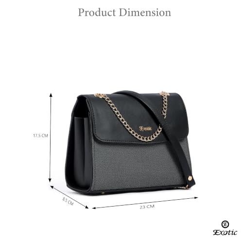 Image of EXOTIC Dual Tone Textured Sling Bag with Multi Compartment