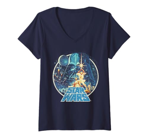 Womens Star Wars Vintage Victory Collage Cover Z! V-Neck T-Shirt