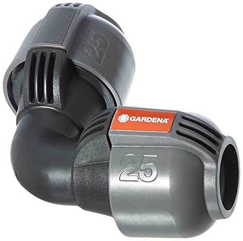 Gardena Sprinklersystem L-Stück: Rohrverbinder für Richtungsänderung des Verlegerohrs, 25 mm, Quick&Easy Verbindungstechnik, kompatibel mit Gardena Verlegerohre 25 mm, werkzeuglose Montage (2773-20)