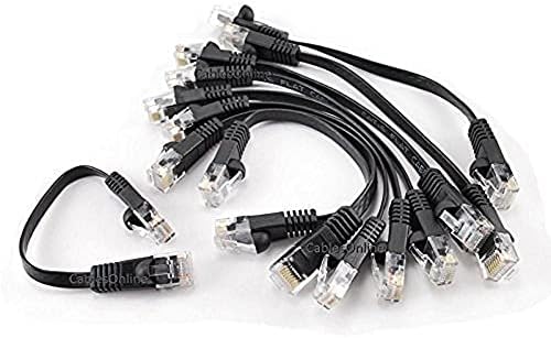 CablesOnline, 10-Pack 6-inch CAT6 Network UTP Ethernet RJ45 Flat-Design Patch Black Cable, (U6-000FK-10)
