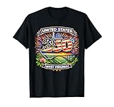 Celebrating 250 Years of United States in WV State with West Virginia Silhouette Tshirt and American Flag Fireworks. Great to connect with 250th Anniversary of American history pride in West Virginia on 4th of July semiquincentennial Independence Day...