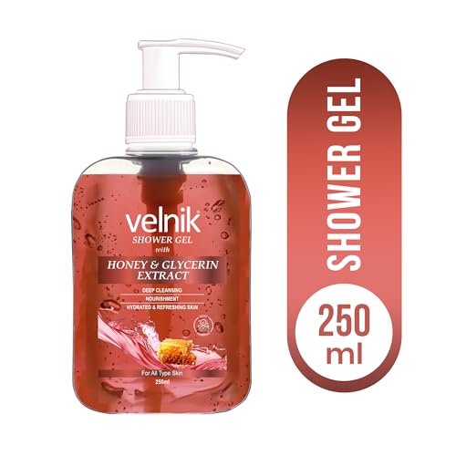 Image of Shower Gel With Honey and Glycerin Moisturising Body Wash,For Glowing skin,Gentle Cleansing Hydrates Refreshment Skin Body Wash for Women & Men Suitable for All Skin Types 250 ml - Pack Of 2