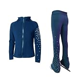 LIUHUO Ice Figure Skating Training Pants Jackets Girls Womens Fleece Shiny Colored Diamond Girl Comfortable...