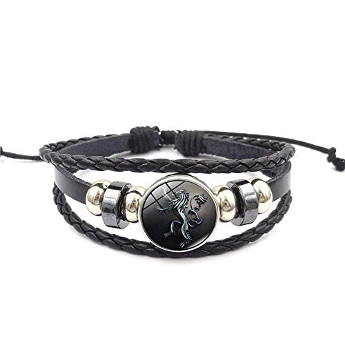 Pawaca - Pulsera de Piel Tejida a Mano, Retro, Ajustable, diseño de patrón de Santa Astrología, Pulsera Trenzada para Mujeres y Hombres de Todas Las Edades, Adolescentes, niñas, niños