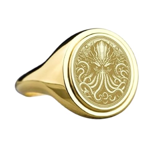 Bague plaquée or argent sterling 925 chevalière homme femme motif animal marin