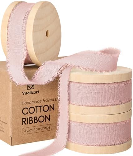 Vitalizart Pink Cotton Ribbon Handmade Fringe 5/8
