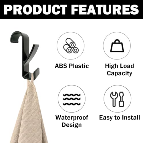 LizCeyMD 6 PCS Towel Radiator Brackets Hooks Movable Over Radiator Towel Rail Hooks Black Round Radiator Towel Rail Hanger Hook for All Standard 2.5cm Radiators - Image 3
