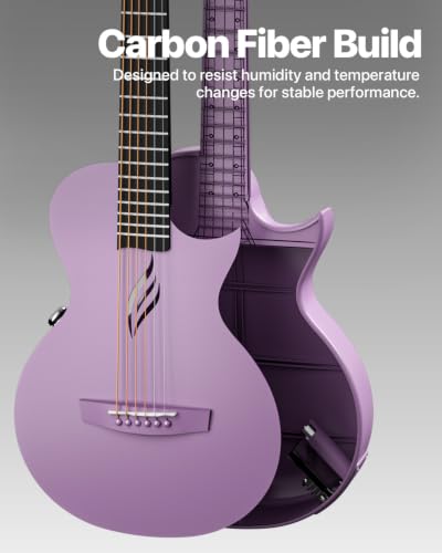 Image of Enya NOVA GO SP1 Carbon Fiber Travel Guitar - 35 inch Acoustic Electric with Smart AcousticPlus Technology, Built-in Effects, USB Recording, Bluetooth Speaker, Beginner Bundle with Gig Bag & Accessories