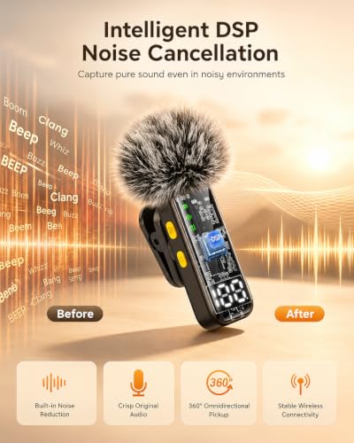 Image of VELOMAX Mic for YouTube Wireless, Active Intelligent Noise Reduction Wireless Mic for YouTube, Magnetic Clip Mini Wireless Microphone, Ideal for Video Recording & Content Creators (Dual Channel)
