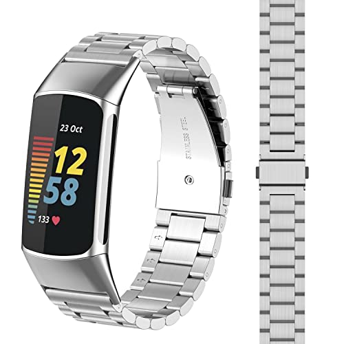Correa metálica compatible con Fitbit Charge 6 y 5 miniatura 1