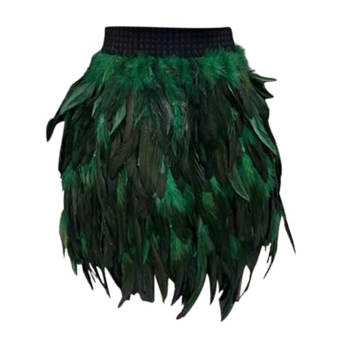Falda de fiesta de plumas de alta costura con cintura elástica