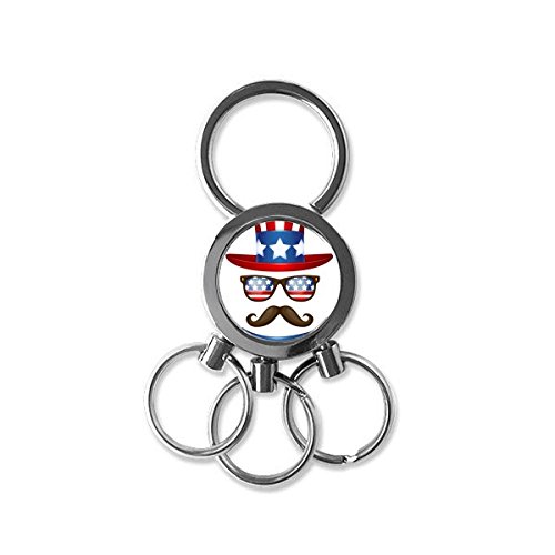 DIYthinker America Uncle Sam Pattern Metal Key Chain Ring Car Keychain Creative Trinket Keyring Novelty Item Best Charm Gift 7 x 2.8cm , 2.1cm Diameter for Image Multicolor