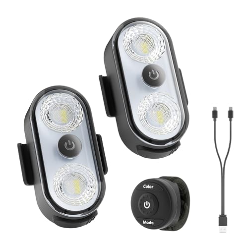 Wireless LED Lights for Car-4PCS Interior Ambient Strobe Light with Remote and Button, USB-C 120 Hours 8 Colors IP65 Waterproof Rechargeable Underglow Light for Cars, Trucks, eBike, Motorcycle