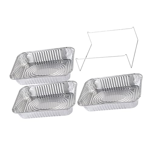 MUCKLILY 4pièces Moule à Barbecue Aluminium Alimentaire avec Couvercle Boîte à Emporter pour Conservation Et Transport