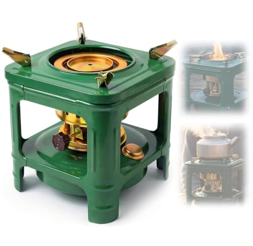 Portable Kerosene Camping Stove - Durable Iron Construction for Backpacking Hiking & Outdoor Cooking (square)