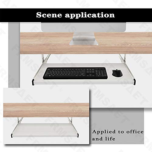 FRMSAET Furniture Accessories Office Product Suits Hardware 20/24/30 inches Keyboard Drawer Tray Wood Holder Under Desk Adjustable Height Platform. (20 inches, White)