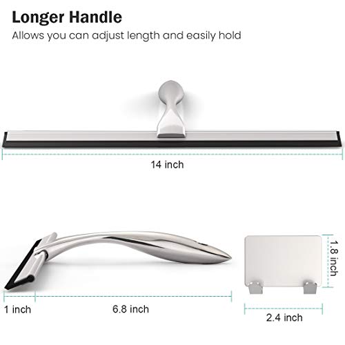 Image of Stainless Steel Shower Squeegee for Shower Doors, Bathroom, Window, Mirror and Car Glass - 14 Inches