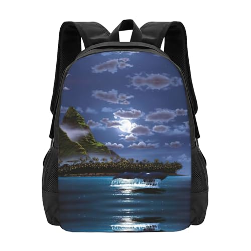 Sac à dos d'école élégant motif baleine pour rêver et voyager