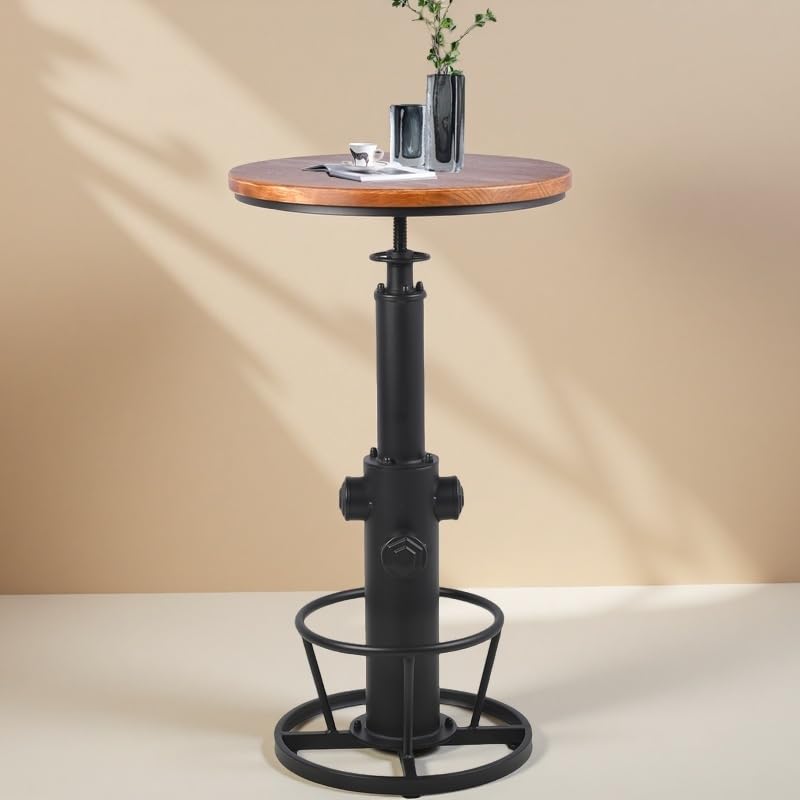 BOKKOLIK Vintage Bistro Table Height Adjustable 38 6-44 4inch Industrial Bar Table for Kitchen Dining Room Coffee House
