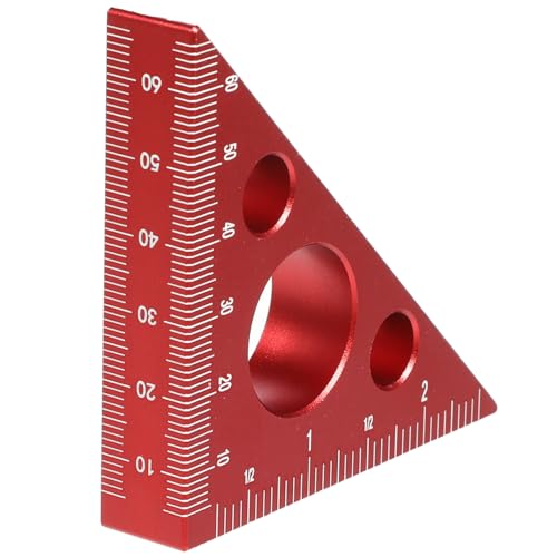 Règle à angle droit en aluminium rouge 45 90 degrés pour mesure de menuiserie