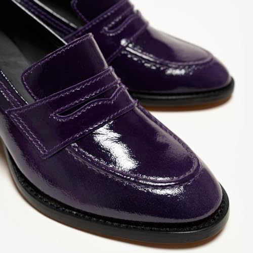 Image of SHODENSE Women Vintage Chunky Heel Loafers Pumps Platform Round Closed Toe Oxford Shoes Burnished Patent Matte Suede Slip On Dress Loafer Block Stacked Heels Office Formal Work Business 4-11 M US