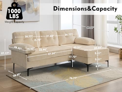 image for WOTSTA Convertible Sectional Sofa, L Shaped Couch with Reversible Chai