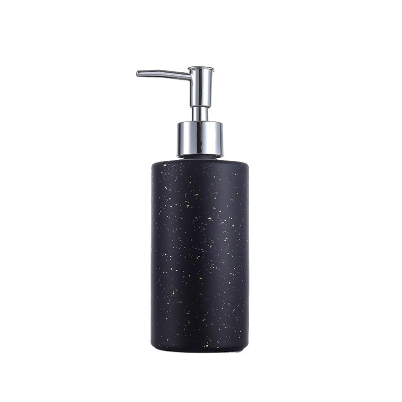 Distributeur savon noir et blanc en verre pour organiser le plan de travail cuisine