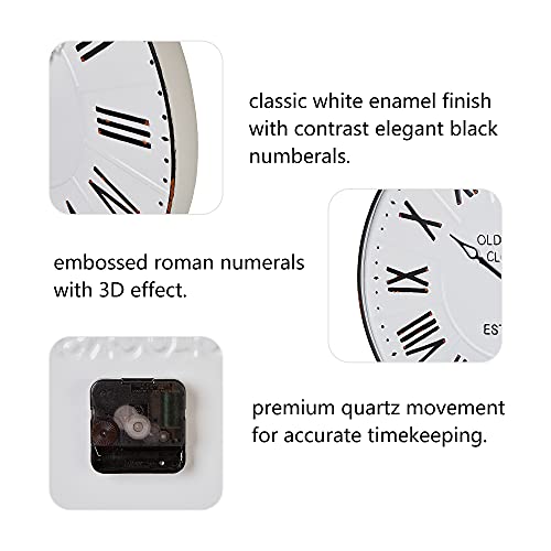 Glitzhome Retro Metal Wall Clock With 3D Roman Numerals, 28 Inch, White (Gh50075) #TOP1