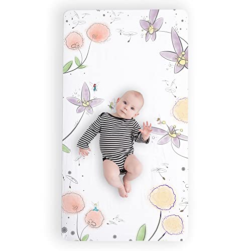 Image of JumpOff Jo - Fitted Crib Sheet, Super Soft Breathable 100% Cotton Baby Crib Sheet for Standard Crib Mattresses and Toddler Beds, 28 in. x 52 in. - Fairy Blossom