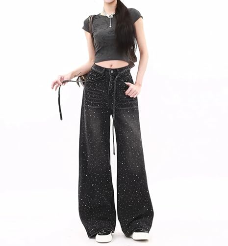 Baggy Jeans for Women, Mom Jeans High Waisted Straight Leg Pants Stretchy Denim Sweatpants Casual Streetwear4