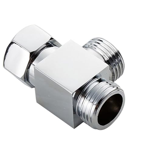Valvola Deviatrice G1/2” a 3 Vie T Adattatore Doccia Rubinetto 3 Vie Deviatore Doccia Rubinetto Rubinetto Doccia Lavello Bagno Cucina, Deviatore con Filettatura Interna/esterna 1/2”, Cromato Lucido