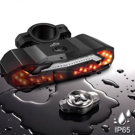 Smart Bike Tail Light Brake Turn Signals - USB Rechargeable Remote Bicycle Rear Alarm - LED Safety Motion Sensor Warning Signal Flashlight - 6 Light Modes, Waterproof, Auto On/Off, Anti-Theft, Horn