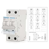 MOLLOM Disjoncteur miniature unipolaire CA 2P,110V 240V 50A,C50,déclenchement thermomagnétique,capacité de coupure 6KA.Pour systèmes solaires AC,usage domestique et camping cars