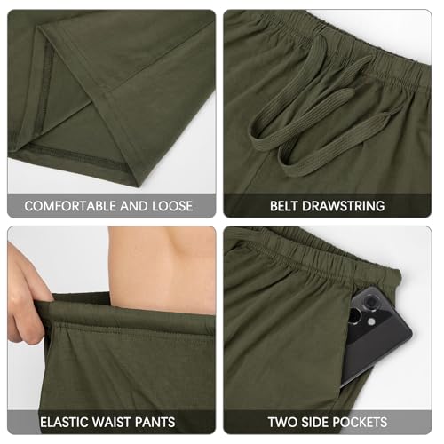 Image of Mens Pajama Shorts, Mens Sleep Shorts Lounge Soft Comfy Pj Bottom Sleeping Pants Breathable Summer Modal Sleepwear(2 Packs)