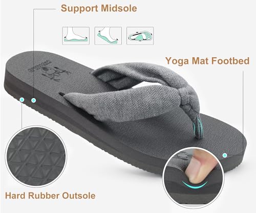 Image of KuaiLu Flip Flops for Women with Arch Support Summer Beach Thong Sandals | Comfortable Yoga Mat Walking Shoes Cushion Slip On Casual Outfits Indoor Outdoor