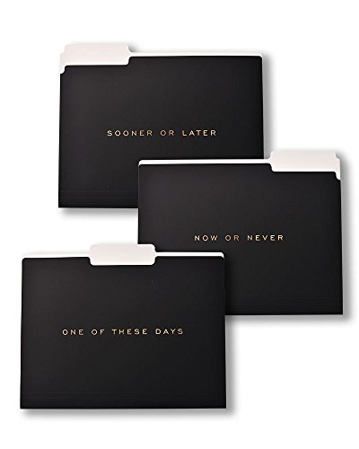 Gartner Studios Black Soft Touch File Folders with Gold Foil, 6 Count