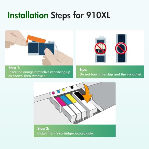 Image of 910 910XL 8020 Ink Cartridges Black and Color Combo Pack for HP Printers
